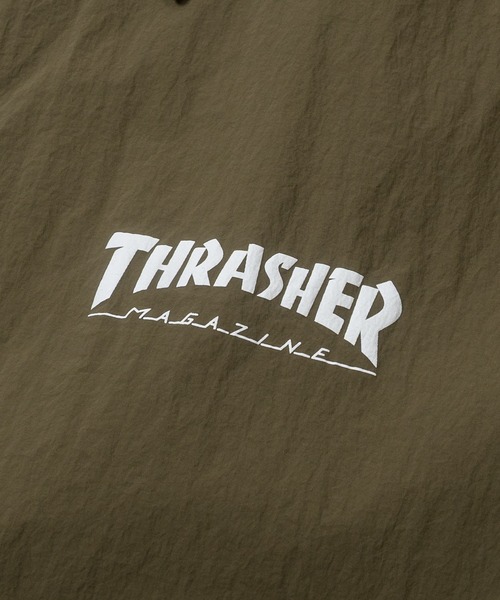 THRASHER（スラッシャー）の「【at】〔THRASHER/スラッシャー〕ナイロン ロゴプリント コーチジャケット（ナイロンジャケット・メンズ・カーキ/ブラック/ライトグレー・LARGE/MEDIUM）」の4枚目の写真