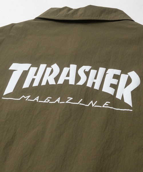 THRASHER（スラッシャー）の「【at】〔THRASHER/スラッシャー〕ナイロン ロゴプリント コーチジャケット（ナイロンジャケット・メンズ・カーキ/ブラック/ライトグレー・LARGE/MEDIUM）」の9枚目の写真