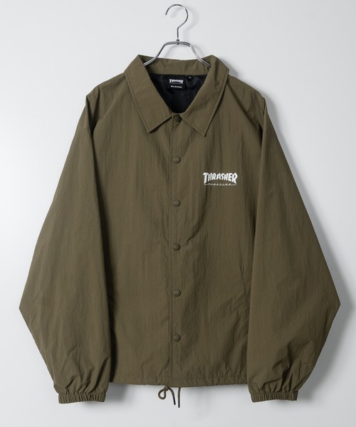 THRASHER（スラッシャー）の「【at】〔THRASHER/スラッシャー〕ナイロン ロゴプリント コーチジャケット（ナイロンジャケット・メンズ・カーキ/ブラック/ライトグレー・LARGE/MEDIUM）」の16枚目の写真