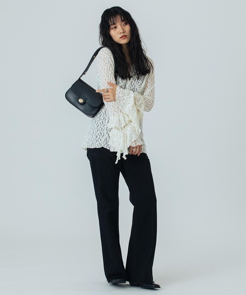 セール】(CREOLME)LACE L/S TOP（Tシャツ/カットソー）｜ROSE BUD