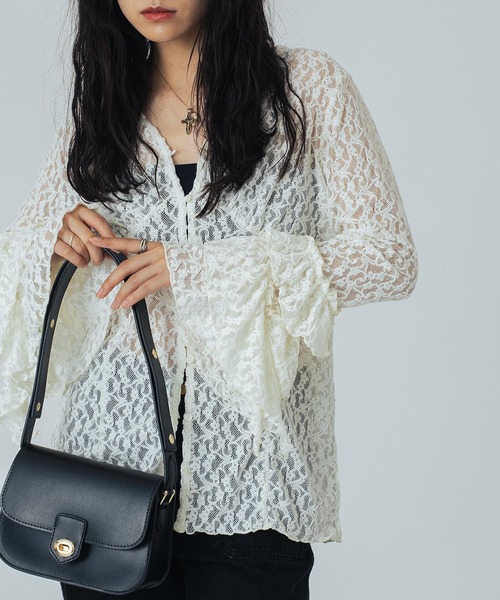 ROSE BUD（ローズバッド）の「(CREOLME)LACE L/S TOP（Tシャツ/カットソー・レディース・ブラック/ブラウン/ホワイト・ONE SIZE）」の9枚目の写真