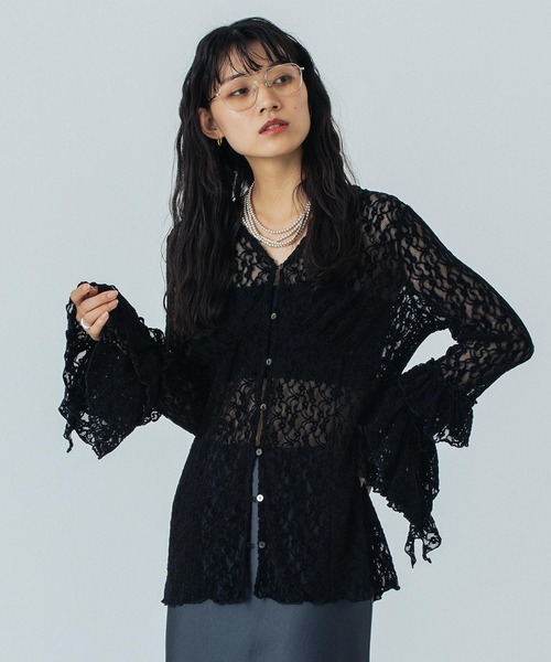 ROSE BUD（ローズバッド）の「(CREOLME)LACE L/S TOP（Tシャツ/カットソー・レディース・ブラック/ブラウン/ホワイト・ONE SIZE）」の10枚目の写真