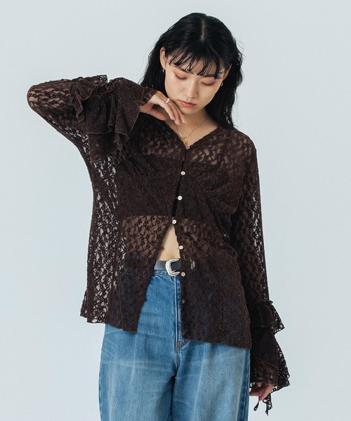 ROSE BUD（ローズバッド）の「(CREOLME)LACE L/S TOP（Tシャツ/カットソー・レディース・ブラック/ブラウン/ホワイト・ONE SIZE）」の16枚目の写真