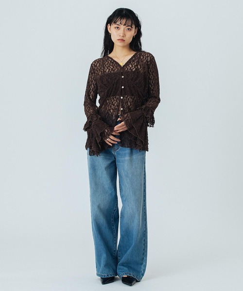 ROSE BUD（ローズバッド）の「(CREOLME)LACE L/S TOP（Tシャツ/カットソー・レディース・ブラック/ブラウン/ホワイト・ONE SIZE）」の19枚目の写真