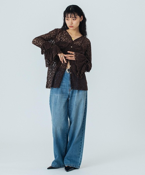 ROSE BUD（ローズバッド）の「(CREOLME)LACE L/S TOP（Tシャツ/カットソー・レディース・ブラック/ブラウン/ホワイト・ONE SIZE）」の21枚目の写真