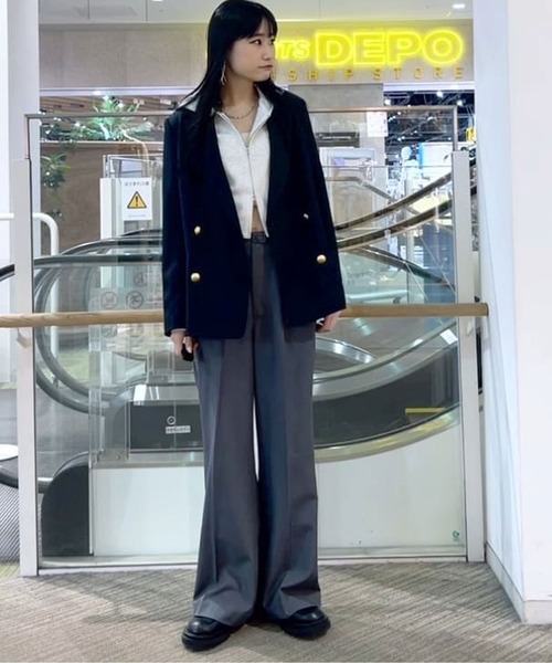 FREE'S MART ネイビー ダブルブレストジャケット ネイビー・ブラウンチェック 追加生産予約】ダブルブレストジャケット