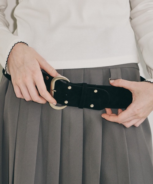 idem（イデム）の「suede double studs belt / スエードダブルスタッズベルト（ベルト・レディース・ブラック/ブラウン・FREE）」の11枚目の写真