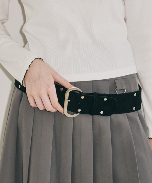 idem（イデム）の「suede double studs belt / スエードダブルスタッズベルト（ベルト・レディース・ブラック/ブラウン・FREE）」の13枚目の写真