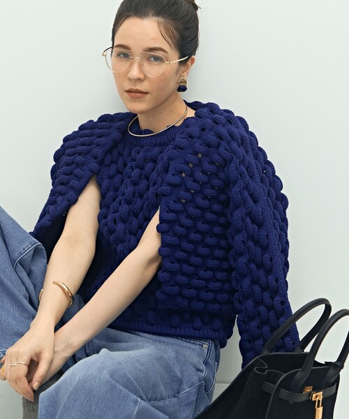 Laraaji(ララージ)の「《手洗い可能》3D柄ボレロカーディガン(カーディガン/ボレロ・レディース・ブラック/ブルー・38)」の13枚目の写真