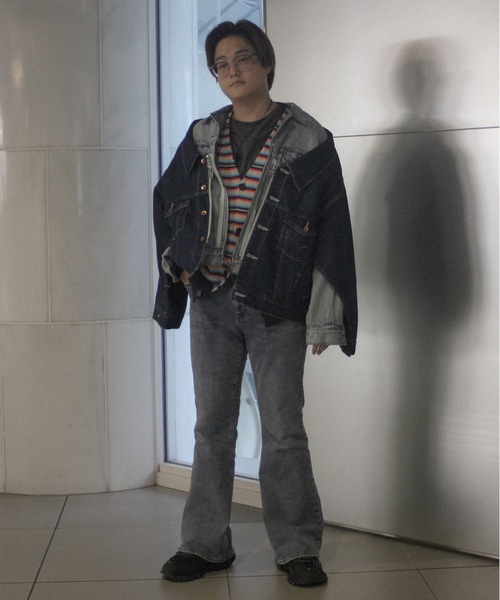 amok(アモク)の「TWO-IN-ONE DENIM JACKET(デニムジャケット・メンズ・ライトインディゴブルー/インディゴブルー・L/M/S)」の18枚目の写真