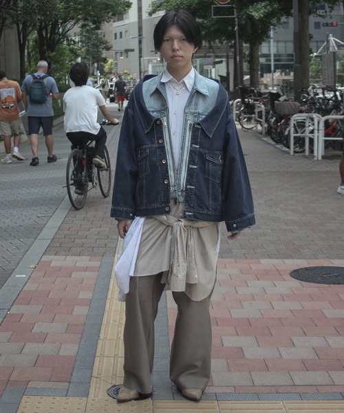 amok(アモク)の「TWO-IN-ONE DENIM JACKET(デニムジャケット・メンズ・ライトインディゴブルー/インディゴブルー・L/M/S)」の21枚目の写真