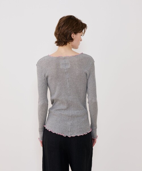 v::room（ヴィルーム）の「【別注】V::room コットンリブ ラウンドネックプルオーバー（Tシャツ/カットソー・レディース・ブラック/グレー/ライトベージュ・1）」の7枚目の写真