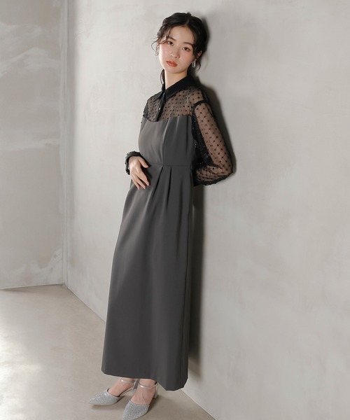 Kana オケージョンドレス Kana ドレス チュールフリル カーブライン 結婚式 お呼ばれ