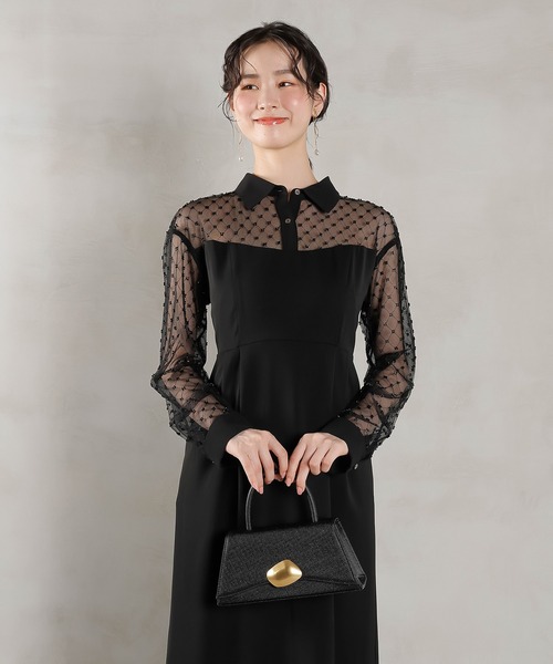 LE’RUREリルアー　kana オケージョンドレス　結婚式　パーティドレス Kana ドレス 刺繍レース チュールスリーブ コクーン パーティー