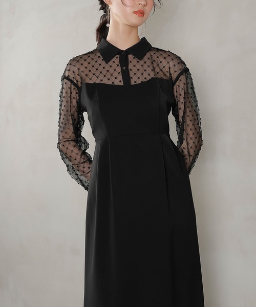 セール】ドットチュール シャツ ドレス パーティー 結婚式 お呼ばれ