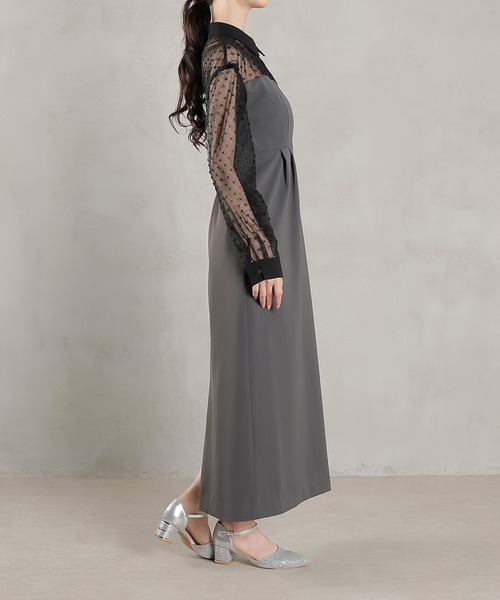 ドットチュール シャツ ドレス パーティー 結婚式 お呼ばれ