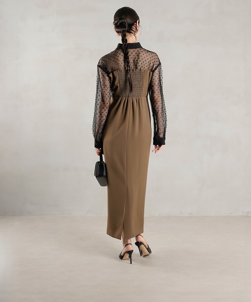 ドットチュール シャツ ドレス パーティー 結婚式 お呼ばれ