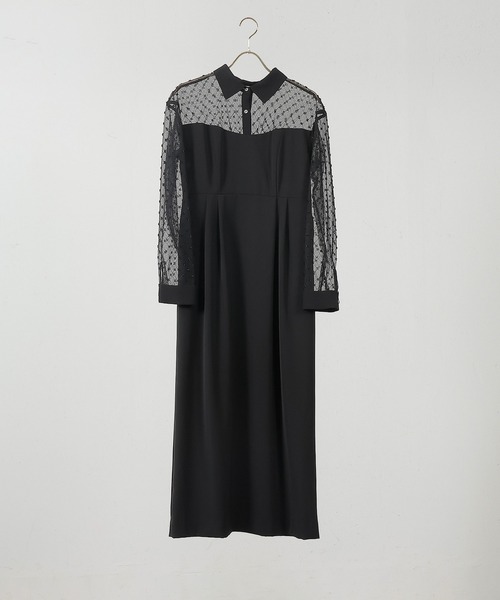 ドットチュール シャツ ドレス パーティー 結婚式 お呼ばれ