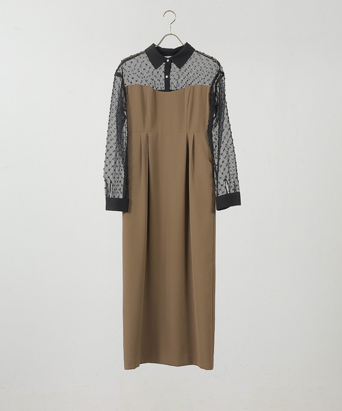 ドットチュール シャツ ドレス パーティー 結婚式 お呼ばれ