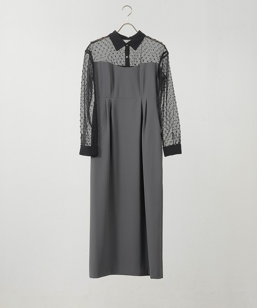 ドットチュール シャツ ドレス パーティー 結婚式 お呼ばれ