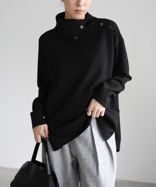 セール】サイドボタンタートルネックニット（ニット/セーター