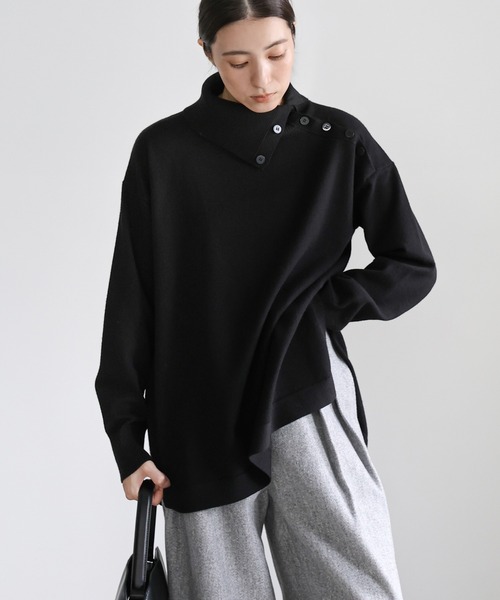 select MOCA(セレクトモカ)の「サイドボタンタートルネックニット(ニット/セーター・レディース・ブラック/ベージュ/グレー・FREE)」の13枚目の写真