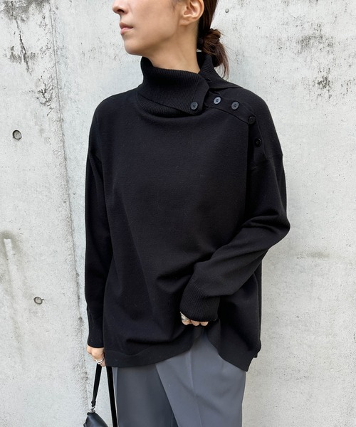 セール】サイドボタンタートルネックニット（ニット/セーター