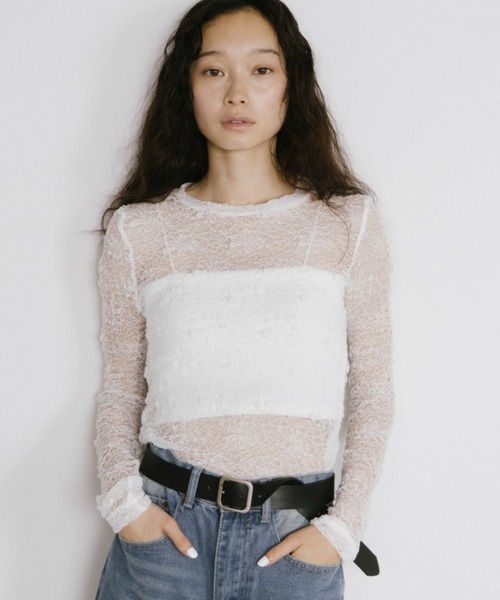 duei（デュイ）の「ジャガードレースロングスリーブトップス（Tシャツ/カットソー・レディース・ホワイト/ブラック・FREE）」の20枚目の写真