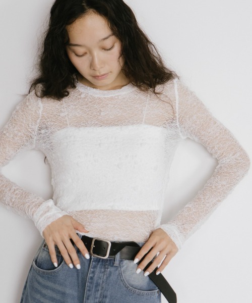 duei（デュイ）の「ジャガードレースロングスリーブトップス（Tシャツ/カットソー・レディース・ホワイト/ブラック・FREE）」の22枚目の写真