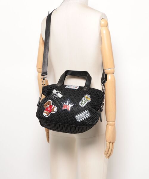 florist（フローリスト）の「【2size展開/M・L】2WAY ラッセルメッシュカスタムワッペンボストンバッグ/ショルダーバッグ/トラベルバッグ（ボストンバッグ・レディース・ブラック系3/ブラック系4/ブラック系2/ブラック系1・M/L）」の15枚目の写真