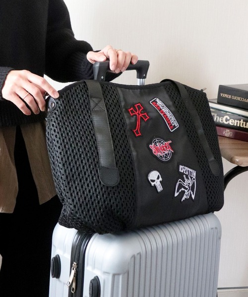 florist（フローリスト）の「【2size展開/M・L】2WAY ラッセルメッシュカスタムワッペンボストンバッグ/ショルダーバッグ/トラベルバッグ（ボストンバッグ・レディース・ブラック系3/ブラック系4/ブラック系2/ブラック系1・M/L）」の22枚目の写真