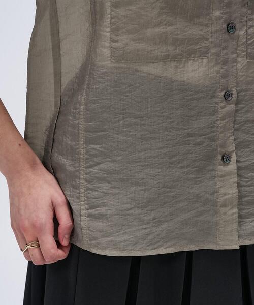 cloenc(クロエンス)の「【マシンウォッシュ】シアーフレンチスリーブシャツ(シャツ/ブラウス・レディース・ライトグリーン/ダークブラウン/スミクロ・02)」の10枚目の写真