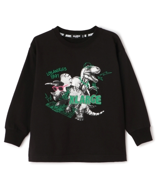 XLARGE KIDS（エクストララージキッズ）の「DJ恐竜長袖Tシャツ（Tシャツ/カットソー・キッズ・ホワイト/ブルー/ブラック・110cm/120cm/80ｃｍ/90cm/100cm/130cm/140cm）」の2枚目の写真