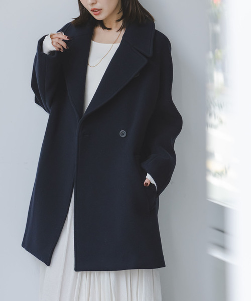 NOBLE MTRオーバーPコート　ブラック　38 予約》MTRビッグカラーコート（チェスターコート）｜NOBLE