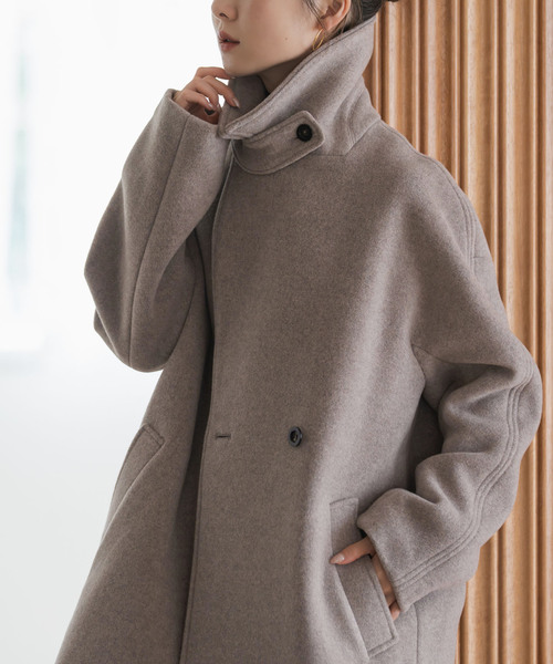 ⭐︎美品⭐︎M-PREMIER チェスターコート サイズ36 ベージュ セール】スタンドカラーマキシ丈コート（チェスターコート