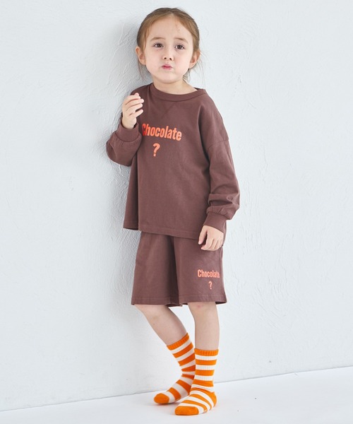 pairmanon（ペアマノン）の「【吸水速乾/襟がヨレにくい】ユニセックス ルーズシルエット ロゴプリント セットアップ（セットアップ・キッズ・ピンク/ブラウン/ベージュ・140/100/120/90/110/130/150）」の7枚目の写真