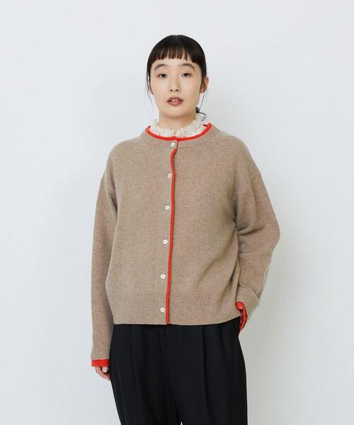 LOISIR(ロワズィール)の「メリノウール天竺カーディガン(カーディガン/ボレロ・レディース・ネイビー/オレンジ/ベージュ/オリーブ・FREE)」の2枚目の写真