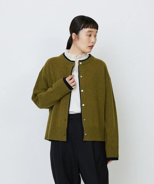 LOISIR(ロワズィール)の「メリノウール天竺カーディガン(カーディガン/ボレロ・レディース・ネイビー/オレンジ/ベージュ/オリーブ・FREE)」の3枚目の写真