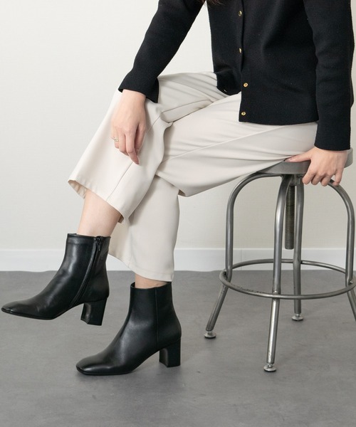 FABIO RUSCONI(ファビオルスコーニ)の「【FABIO RUSCONI】スクエアトウレザーショートブーツ(F53023)(ブーツ・レディース・ブラック・37)」の3枚目の写真