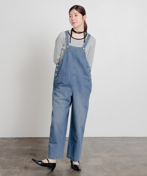 Honeys(ハニーズ)の「デニムオーバーオール(サロペット/オーバーオール・レディース・グレー/ブルー/ワンウォッシュ・L/M/S/SS)」の5枚目の写真
