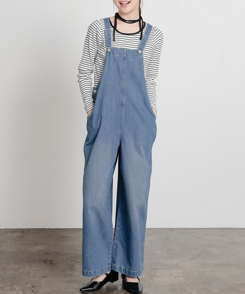 Honeys(ハニーズ)の「デニムオーバーオール(サロペット/オーバーオール・レディース・グレー/ブルー/ワンウォッシュ・L/M/S/SS)」の6枚目の写真