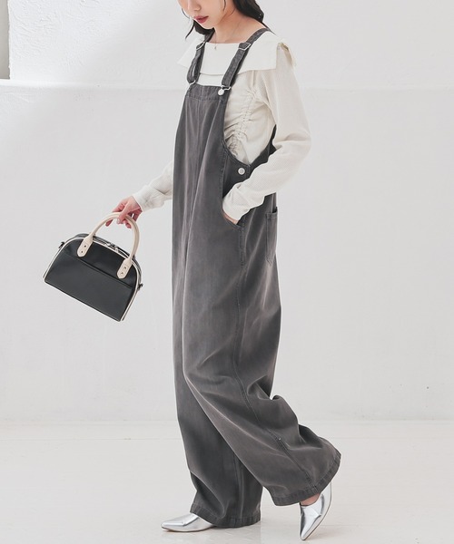 Honeys(ハニーズ)の「デニムオーバーオール(サロペット/オーバーオール・レディース・グレー/ブルー/ワンウォッシュ・L/M/S/SS)」の8枚目の写真