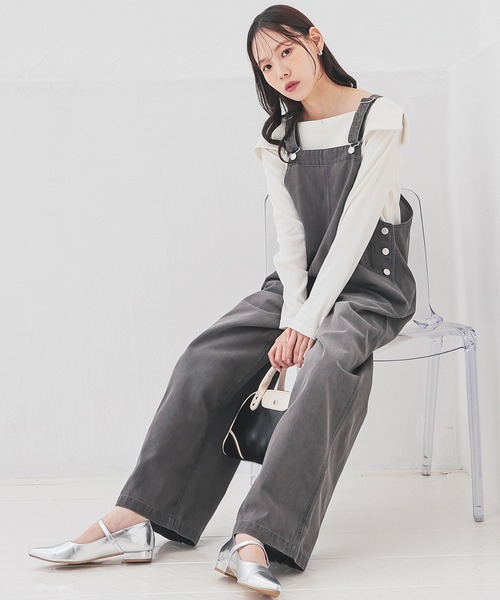 Honeys(ハニーズ)の「デニムオーバーオール(サロペット/オーバーオール・レディース・グレー/ブルー/ワンウォッシュ・L/M/S/SS)」の10枚目の写真