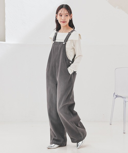 Honeys(ハニーズ)の「デニムオーバーオール(サロペット/オーバーオール・レディース・グレー/ブルー/ワンウォッシュ・L/M/S/SS)」の11枚目の写真