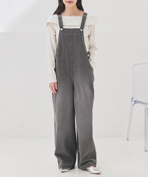 Honeys(ハニーズ)の「デニムオーバーオール(サロペット/オーバーオール・レディース・グレー/ブルー/ワンウォッシュ・L/M/S/SS)」の12枚目の写真