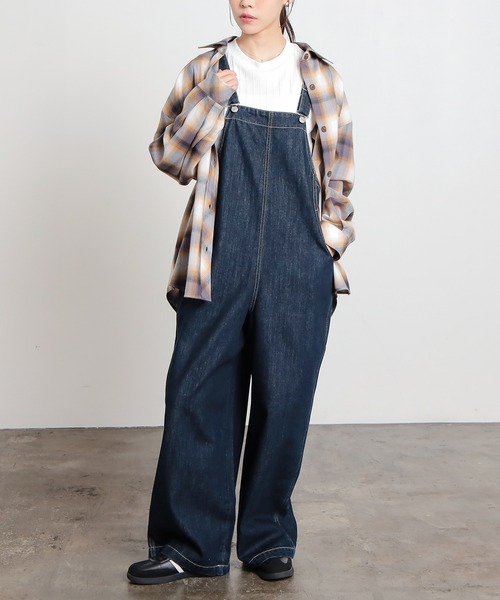Honeys(ハニーズ)の「デニムオーバーオール(サロペット/オーバーオール・レディース・グレー/ブルー/ワンウォッシュ・L/M/S/SS)」の17枚目の写真
