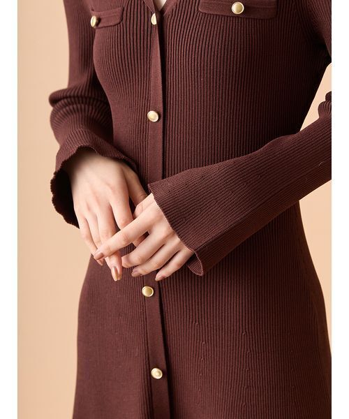 リリーブラウン lily brown ワンピース スキッパーポロニットワンピース(ニットワンピース)｜ワンピース｜LILY