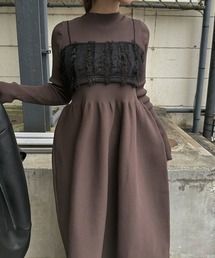 WILLFULLY（ウィルフリー）の「fringe tulle stripe 2way camisole（キャミソール）」