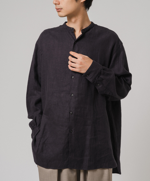 ETS.MATERIAUX(マテリオ) リネン ファーマー ロングシャツ（シャツ