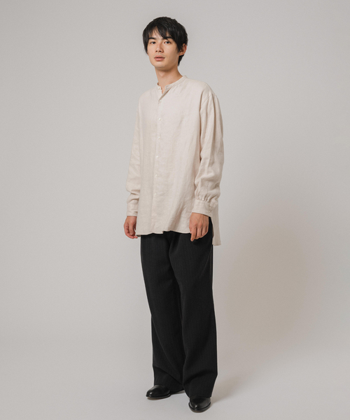 EDIFICE(エディフィス)の「ETS.MATERIAUX(マテリオ) リネン ファーマー ロングシャツ(シャツ/ブラウス・メンズ・ネイビー/アイボリー・3/2)」の4枚目の写真